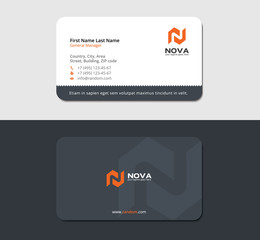 construction business card with orange letter N