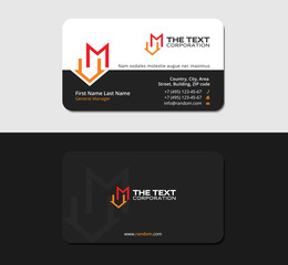 black business card with letter M and house icon