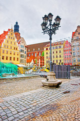 Fountain at Market Square of Wroclaw