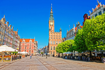 Main City Hall and Dlugi Targ Long market Square in Gdansk, Poland
