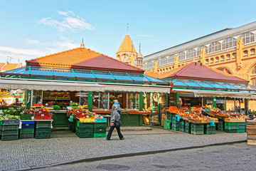 Street market at Saint Hyacinth Tower in Gdansk