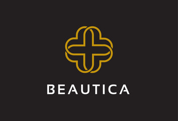 Obraz premium Abstract Monogram Plus Logo Template Design Vector, Emblem, Design Concept, Creative Symbol, Icon