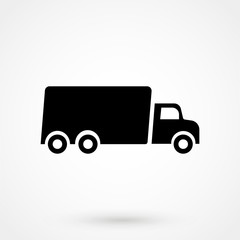 Fast shipping delivery truck flat icon for apps and websites
