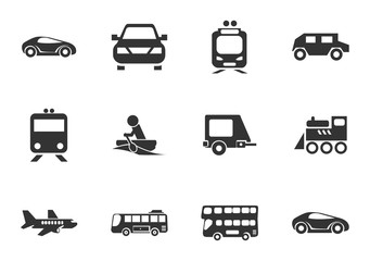 Typse of transport icon set