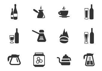 Utensils beverages icon set