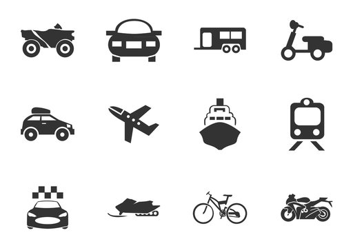Typse of transport icon set