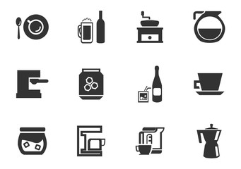 Utensils beverages icon set