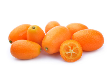 Fresh kumquat fruit isolated on a white background.