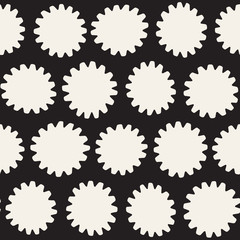 Vector seamless pattern. Abstract background with floral brush strokes. Monochrome hand drawn texture