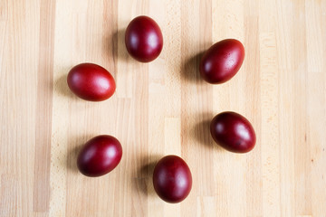 Easter eggs on wooden background