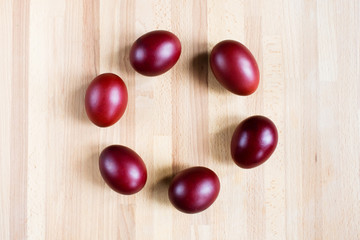 Easter eggs on wooden background