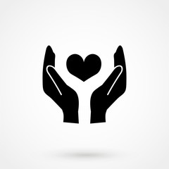 Flat black Heart care icon