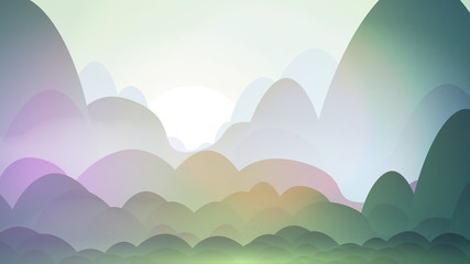 Fototapeta premium Simple Abstract Valley Landscape - Vector Illustration