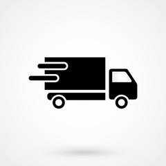 Truck icon. Truck Vector isolated on white background. Flat vector illustration in black.