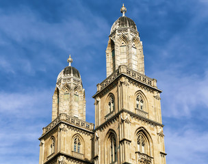 Twin towers of Grossmunster in Zurich