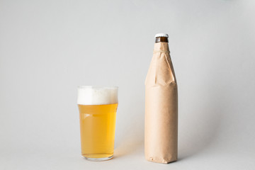 The composition of one beer bottle and one full glass of beer