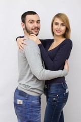 Casual loving couple posing