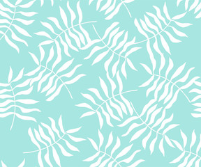 Fototapeta na wymiar Seamless pattern with tropical leaves in abstract style. Vector illustration.
