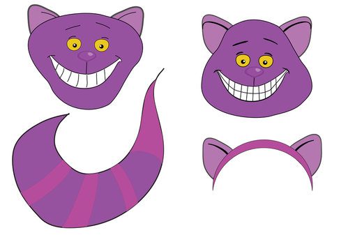 Cheshire Cat. Magic animal with long tail.