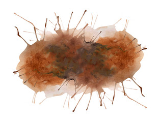 Abstract colorful watercolor for background. Chaotic brown splash.