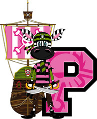 P is for Pirate Zebra Alphabet Learning Illustration