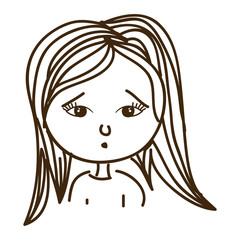 line woman surprised expression, vector illustration design