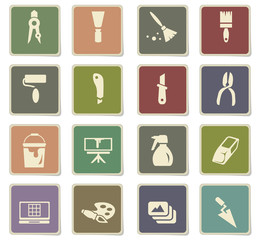art tools icon set