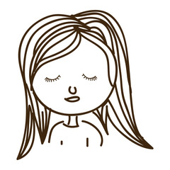 line woman sleeping expression, vector illustration design