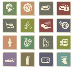 car shop icon set