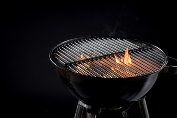 Hot barbecue fire with glowing coals ready to cook - obrazy, fototapety, plakaty