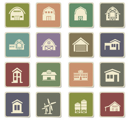 farm building icon set