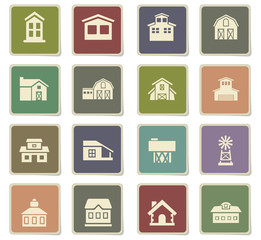 farm building icon set