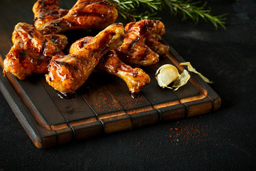 Tasty marinated chili chicken wings and legs