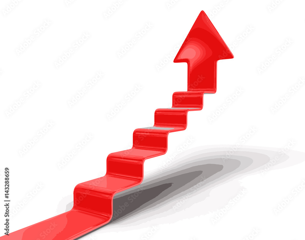 Poster staircase and arrow up. image with clipping path