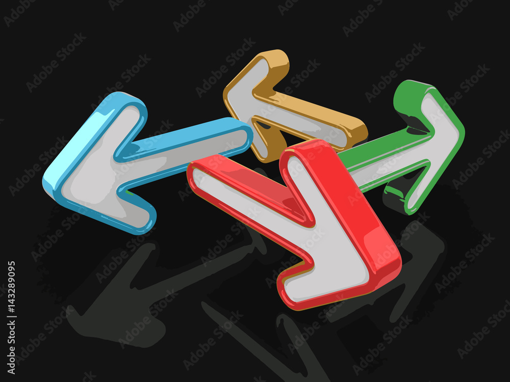 Poster 3d image of arrows in different directions. image with clipping path