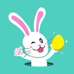 Cartoon a white rabbit with easter egg
