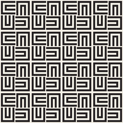 Repeating Geometric Stripes Tiling. Vector Seamless Monochrome Pattern