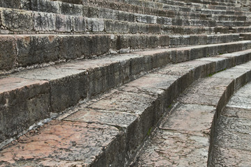 Stone steps of the ancient coliseum of the amphitheater.