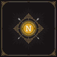 Fototapeta premium Flourishes monogram logo template. Vector illustration.