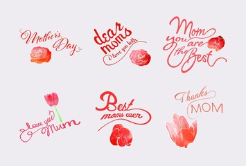 Vector set of mothers day wishes