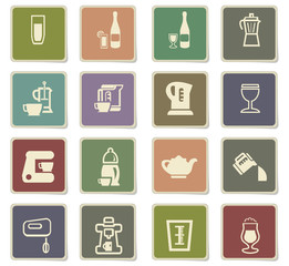 utensils for beverages icon set