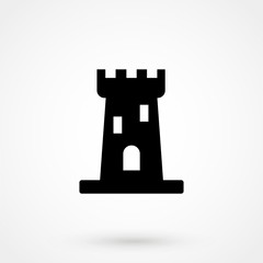 Castle tower. Vector icon grey