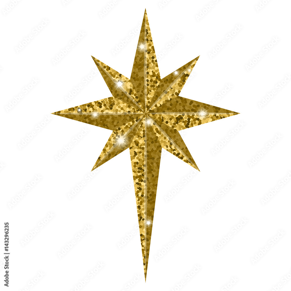Wall mural bethlehem christmas golden star isolated on white background