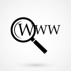 Search icon flat. Black pictogram on grey background. Vector illustration symbol