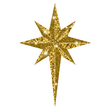 Bethlehem Christmas golden star isolated on white background