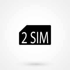 Icon of 2 sim card on grey background. All elements 2 sim card for web design and decoration of greeting cards.