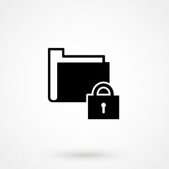 closed folder flat icon. folder with a closed lock