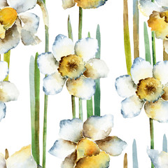 Seamless pattern with daffodils