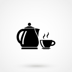 kettle cup icon vector illustration in trendy flat style isolated on grey background.