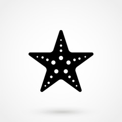 Black vector starfish icon isolated on white background